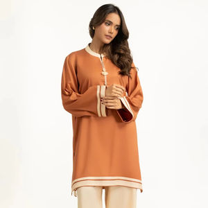 Robes en tissu pour femmes 2025, unies, col rond, manches longues, longueur genou, coupe trapèze, décontractées, respirantes, écologiques, lavables, brodées - Product Image 1