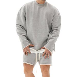 Vente en gros, ensemble 2 pièces personnalisé, survêtement de printemps de couleur unie pour homme, ensemble deux pièces, short et sweat à capuche, 2026 - Product Image 1