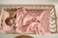 Ensemble de literie pour berceau en mousseline biologique certifié Oeko-Tex Standard 100, housse de couette et taie d'oreiller pour bébés et tout-petits