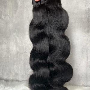 Venta al por mayor de cabello humano virgen indio Remy con cutícula alineada, sin procesar, natural, de templo, con doble trama a máquina. - Product Image 3