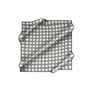 Black and White Silk Square Scarf with Geometric Pattern - Product Image 2