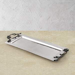 Bandeja de servicio pesada de acero inoxidable con chapado en plata para funciones de eventos de restaurantes de hoteles de clase alta - Product Image 5