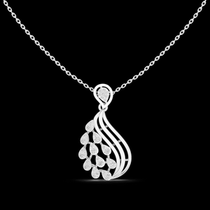 Pendentif en or en forme de goutte d'eau avec feuille de diamant en or 14K 18K certifié IGI Bijoux fins de luxe pour femmes avec un design élégant de feuille - Product Image 3