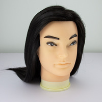 Tête de mannequin pour hommes, cheveux humains naturels lisses, pour tressage, coloration, permanente, coupe et formation