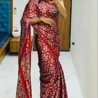 Saree fantaisie ajrakh gajji bandhej Lagdi pure Gajji Soft Silk saree