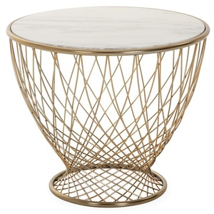 Meubles de salon de style rond moderne pieds en métal argenté Table d'appoint en métal moderne - Product Image 1