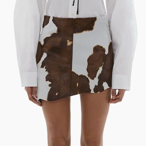 Nouvelle arrivée, mode d'hiver, jupe en cuir de vachette pour femmes, jupe en cuir de vachette à taille élastique, vêtements en cuir - Product Image 3