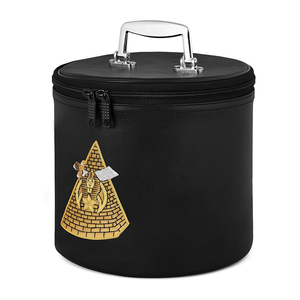 OES Star Fez Case Deluxe Masonic Fez Cap Caja de almacenamiento bordada a mano, imitación de cuero. Sombreros de Fez Masonic & Eastern Star - Product Image 6