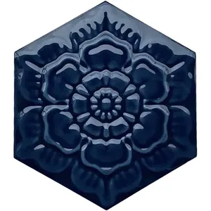 Firenze Blue 6 \ "Hexagon Porcelain Wall Tile Relieve Texturizado Pack de 4 Accesorios para azulejos - Product Image 1