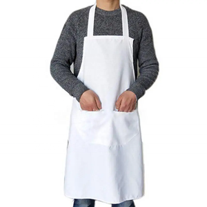 Unisex-White Cotton <b>Apron</b> With Two-Pockets For <b>Kitchen</b> Cooking And Dining-Use Adult Size Professional Canvas <b>Kitchen</b> <b>Apron</b> - Product Image 2