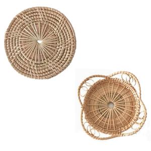 Creative Generic Rattan Cup Holder Natural Woven Round Drink Coasters Husk Straw Rattan Coasters and <b>Placemats</b> Natural Sea Grass - Product Image 1