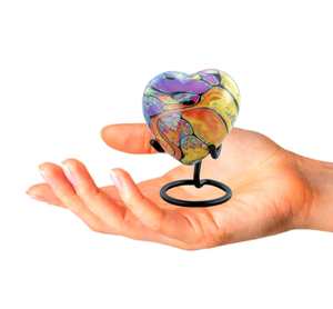 Urna Conmemorativa de Metal con Diseño de Corazón y Estilo Americano Moderno, con Mini Diseño Tie Dye para Cenizas, Caja de Terciopelo Colorida - Product Image 6