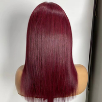 Wig Bob merah 99j merah 12 inci rambut manusia Virgin Vietnam mentah Vendor rambut Wig depan renda lurus harga grosir