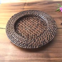 Meilleures ventes de sets de table en rotin chargeur chargeurs en rotin vaisselle tapis en rotin fabriqués au Vietnam salle à manger fête mariage couleur marron