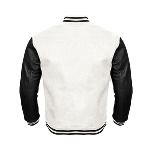 Unisex Custom <b>White</b> Leather Sleeves Stand Collar College Varsity <b>Jackets</b> for <b>Men</b> CollegeBaseballjacket for <b>men</b> DDP Shipping - Product Image 2