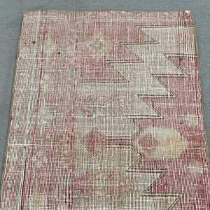 1.7x3.4 ft Rug, Vintage Turkish Small Rug, <b>Red</b> <b>Wool</b> Rug - Product Image 5