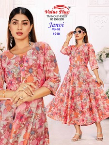 Nuevo y último concepto de Anarkali para mujeres como ropa informal y de oficina Tela estampada floral de rayón puro con diferentes colores - Product Image 6