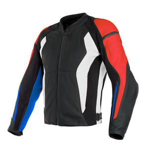 New Men's Fashion Black Red White Genuine Leather Racing Motorbike Jacket CE Armours Protection Motorcycle Jacket For Men - Product Image 3