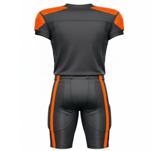OEM Charcoal & Orange American Football Uniform Set Hex Pattern Shoulder Performance Jersey with Reinforced <b>Padded</b> Pant - Product Image 2