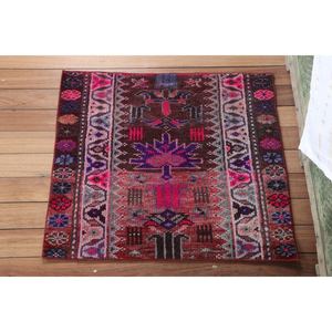 พรมตุรกีวินเทจขนาด 2.4x2.7 ฟุต พรมขนาดเล็ก พรมสีน้ำตาลเฮอร์กี - Product Image 3