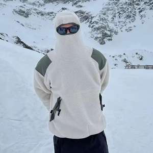 Veste à capuche zippée intégrale personnalisée, pulls d'hiver épais et chauds en polaire, masque à capuche, veste ninja en sherpa pour hommes - Product Image 4