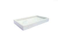 Assiette rectangulaire en marbre blanc émaillé, motif gravé, style campagnard moderne et écologique, prête à servir en voyage