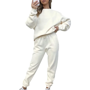 เสื้อแขนยาวมีซิปสีทึบสำหรับผู้หญิงชุดเสื้อผ้า2ชิ้นเสื้อฮู้ดการออกกำลังกายผ้าฝ้ายตกแต่งสำหรับวิ่งกีฬา - Product Image 1