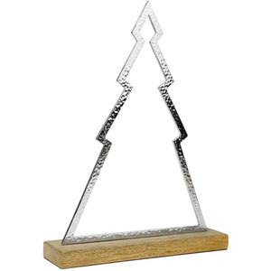 High Quality Metal <b>Christmas</b> <b>Tree</b> With Mango Wood Base Brass Finish Set Of 2 Modern Tabletop Decorations Elegant Festive Decor - Product Image 4