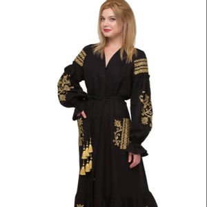 2024 уникальное вышитое платье в пол в стиле бохо с длинным рукавом и вышивкой, украинское свадебное платье - Product Image 1