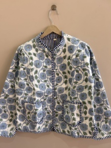 Hand Block Printed Cotton <b>Quilted</b> Jacket Boho Women Handmade Jacket Reversible Coat - Product Image 2