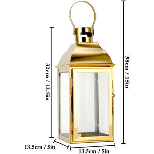 Proveedores al por mayor de linterna de decoración dorada de acero inoxidable linterna decorativa de boda decoración interior al aire libre linternas de metal - Product Image 2