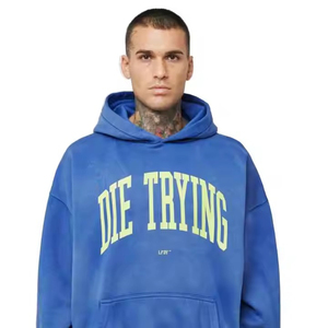 Sweat-shirts d'hiver unisexes personnalisés de haute qualité 2025, couleur unie, 400g, poids lourd, 100% coton molletonné, décontractés, respirants, broderie 3D - Product Image 1