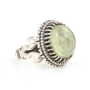 Bague ovale en argent sterling 925 pour homme avec pierre de préhnite, sertie clos, cadeau - Product Image 1