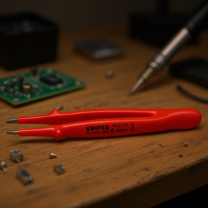 Pinces à épiler isolées de précision Knipex avec surfaces de préhension moletées à profil droit - Product Image 3