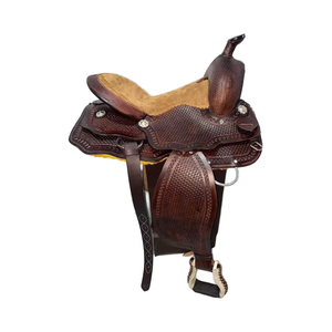 Selle de cheval en cuir véritable de style western, best-seller, fabriquée à la main, confortable, de haute qualité, pour la course, plaquée nickel - Product Image 6
