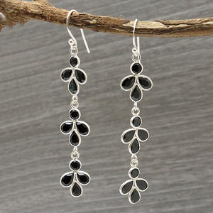 Vente chaude bonne qualité 925 en argent Sterling noir zircon cubique luxe boucles d'oreilles pour femme filles bijoux faits à la main inde - Product Image 3