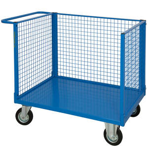 Three-Sided Mesh <b>Platform</b> 4 Swivel Wheels Shopping <b>Trolley</b> Cart - Product Image 1