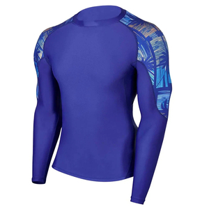 Custom Factory Wholesale <b>Mens</b> Rash Guard – Royal Blue Long Sleeve Sublimated <b>Compression</b> <b>Shirt</b> for Surfing, BJJ & MMA - Product Image 2