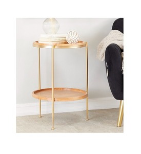 Luxury Side Table Gold Metal Round Shape Luxury Natural Marble Stone Set of 2tside Table <b>Corner</b> Table at Wholesale Price - Product Image 2