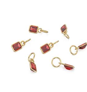 Sterling Silver Ruby Emerald Cut Personalized Tiny Birthstone Gold Plated Zircon Birthstone <b>Necklace</b> Red Small Pendant Jewelry - Product Image 4