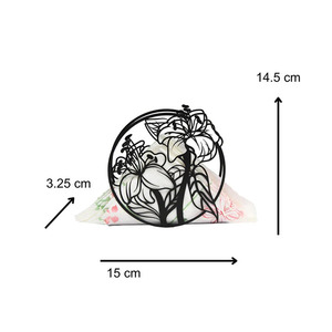 Black Floral Napkin Organizer Holder for Bathroom Bedroom Dinner <b>Table</b> Office Metal Napkin Holder - Product Image 4