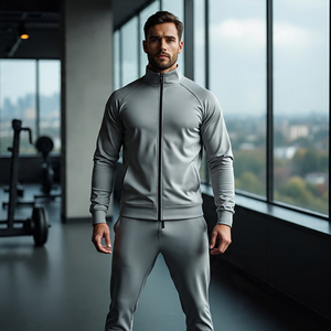 Survêtement d'entraînement de football pour hommes Survêtement à fermeture éclair pour hommes Jogging Fitness Wear Exercise Trucker Zipper Sweatsuit pour hommes - Product Image 5