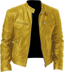 แจ็กเก็ตหนังพียูสำหรับผู้ชาย, แจ็คเก็ตมีซิปปกแฟชั่นใหม่ฤดูใบไม้ผลิและฤดูใบไม้ร่วง2025 - Product Image 1