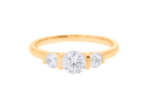 Diamond Masterpiece 0.90Ct Round Lab Grown Diamond 3 Stone Anillo de compromiso en oro de 14K Venta al por mayor OEM - Product Image 6