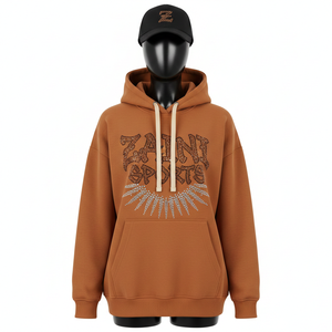 Sudadera con Capucha de Felpa de Algodón Grueso para Mujer, Tejido Suave y Cálido, Sudadera Marrón con Logotipo de Cristal, Sudadera Básica para Mujer - Product Image 6