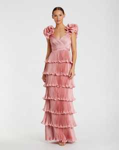 เดรสผ้าซาตินลายดอกไม้ทรงเอความยาวของแม็กซี่สำหรับงานปาร์ตี้งานพรอม - Product Image 3