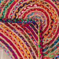 Tapis d'intérieur 8x10 fait main en jute, coton et denim, antidérapant, écologique, adapté aux animaux domestiques, lavable, tressé et rembourré sur mesure