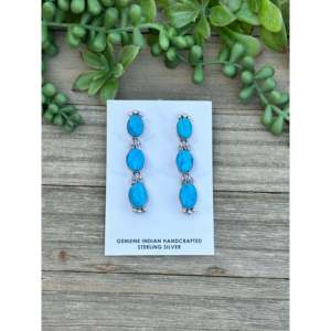 Pendientes colgantes de plata de ley con turquesa Jimmy Nelson Kingman - Product Image 1