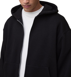 Sweats à capuche en molleton 100% coton de qualité supérieure pour l'hiver avec impression par transfert thermique, fermeture éclair intégrale, vente en gros, poids lourd - Product Image 2