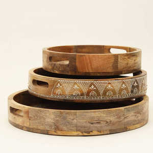 ถาดเสิร์ฟไม้ทรงสี่เหลี่ยมพร้อมด้ามจับแกะสลักดีไซน์ต้นไม้แห่งชีวิตถาดตกแต่งโต๊ะในครัว - Product Image 2